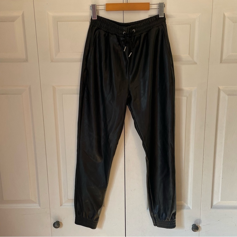 Avec Les Filles Black Faux Vegan Leather Pants Extra Small